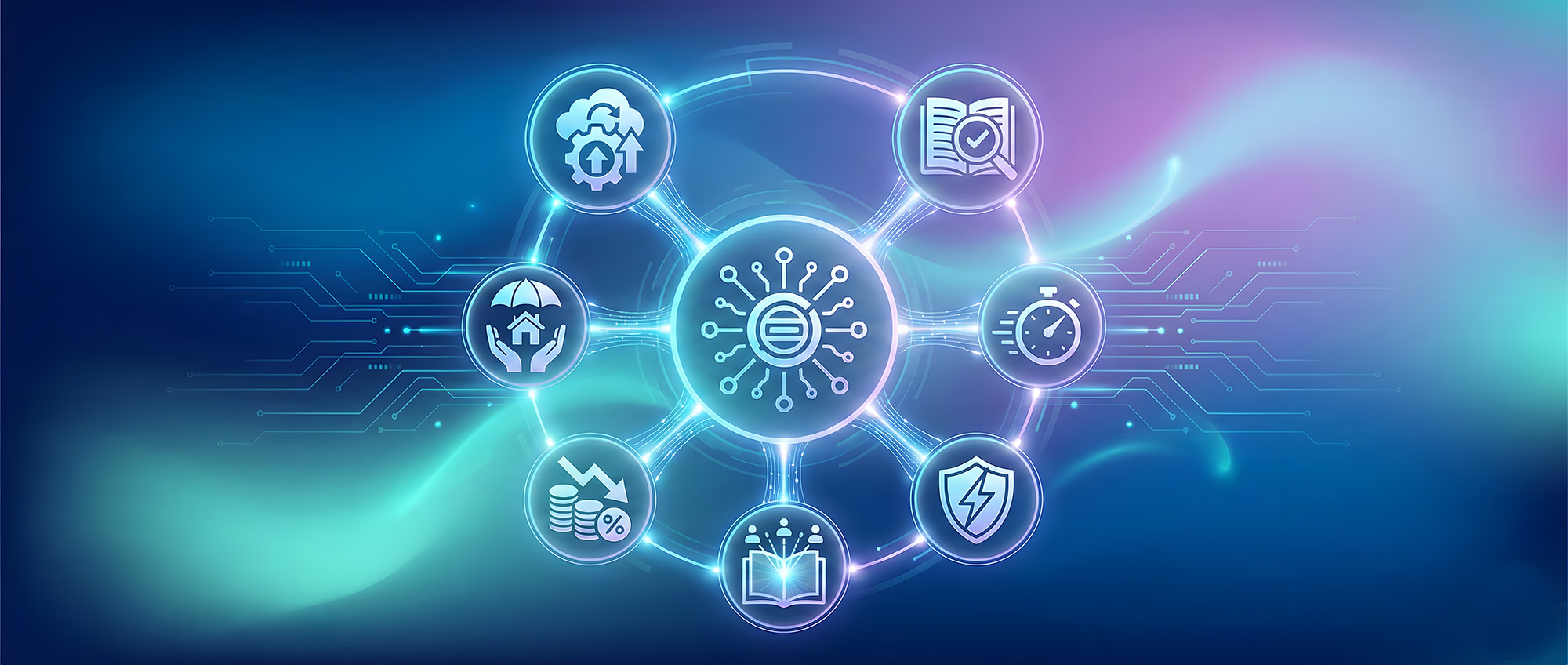 Futuristic illustration of AI systems organizing regulatory data for the mortgage industry, highlighting the need for a centralized regulatory index.
